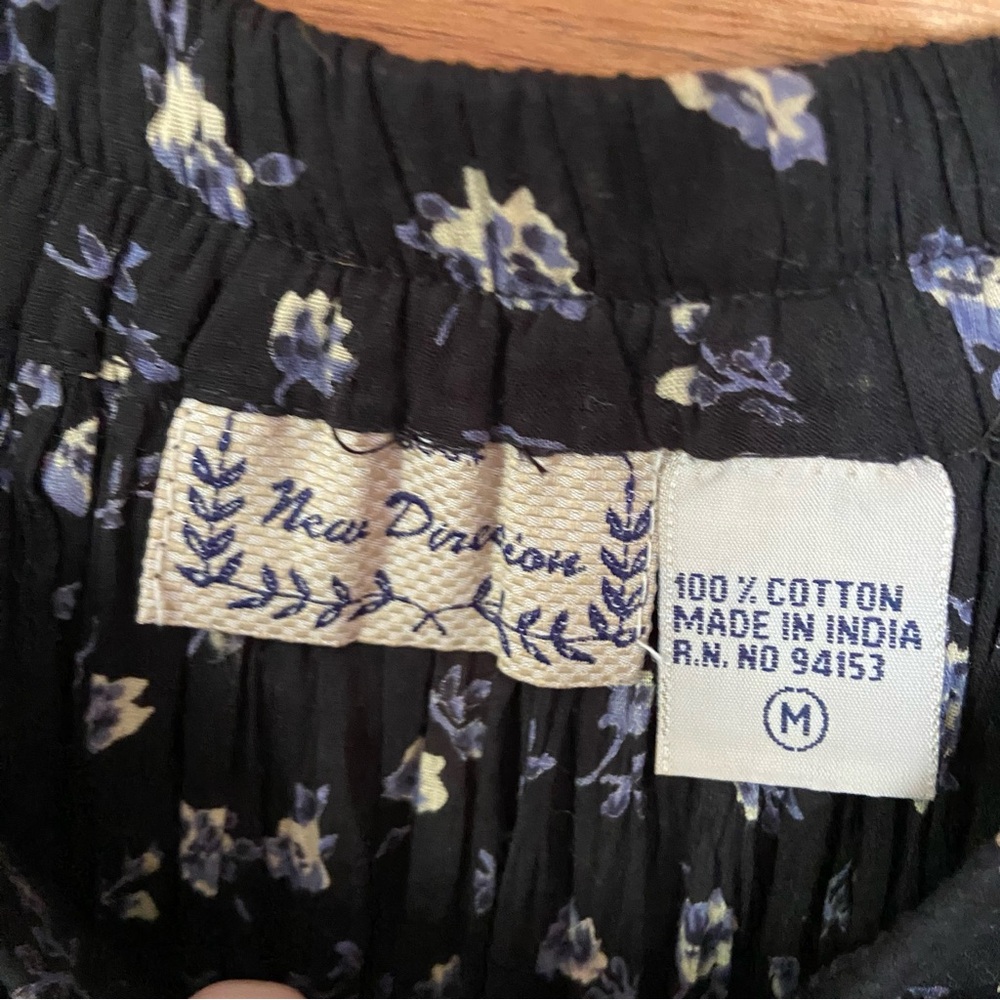 Vintage 90s New Direction ditsy floral cotton navy maxi skirt - Picture 4 of 4